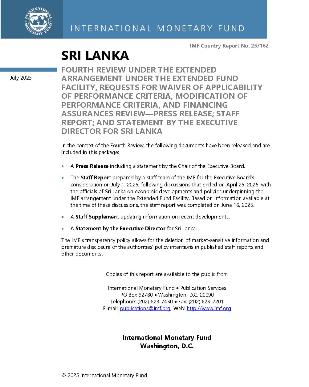 IMF Country Report No. 25/162, July 2025